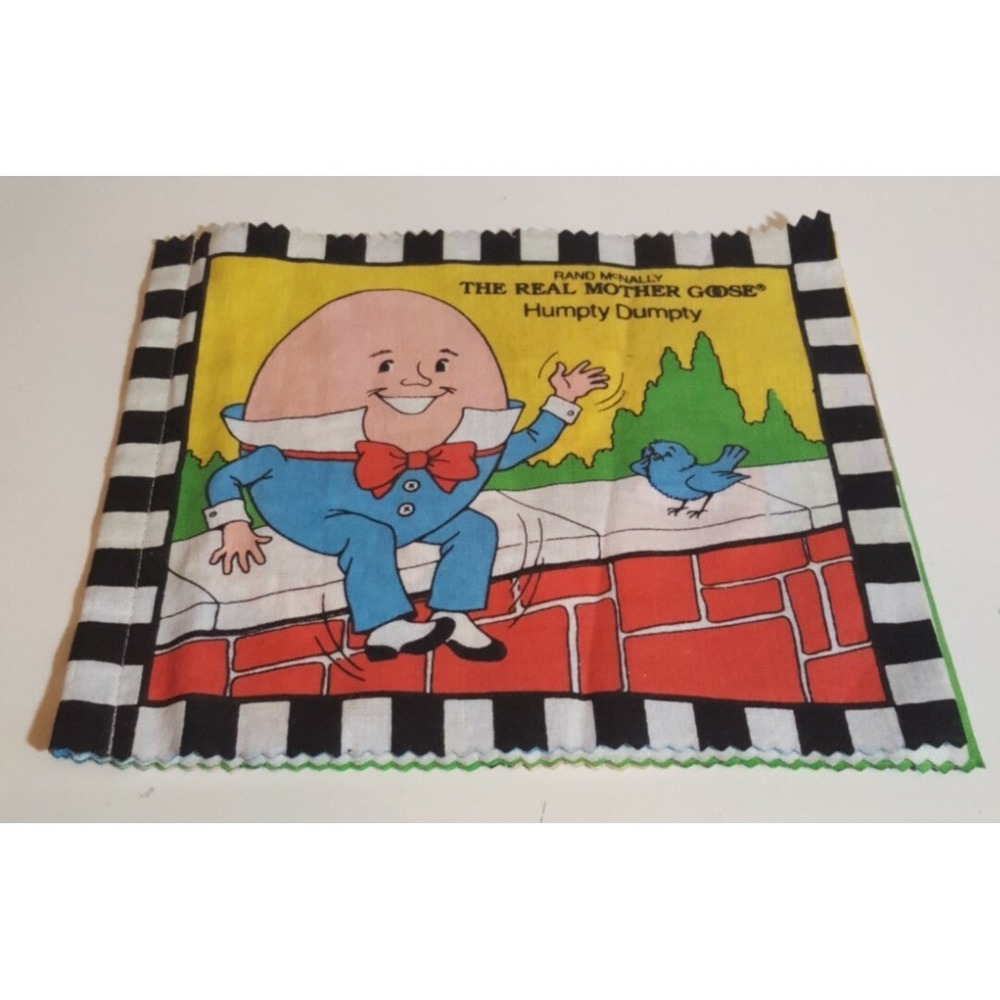 1986 Vintage The Real Mother Goose Cloth Book Rand McNally Humpty Dumpty